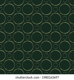 Grüner Hintergrund mit einer Kombination aus goldenen Ringen. Abstrakter, moderner Hintergrund.