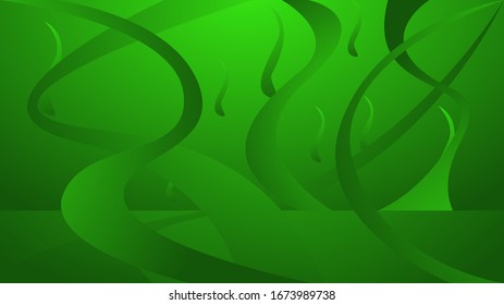 Green Background with a Combination of Lines and Shapes