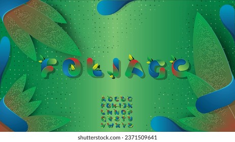 Green Background completed with Foliage alphabet fonts.