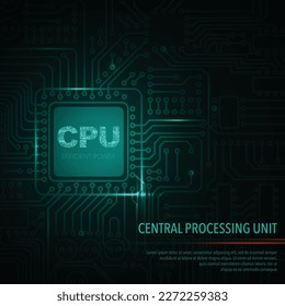 Green background with cpu and circuit board lines. Microchip connection electrical wallpapper