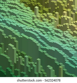 Green background with cubes. Vector eps 10.