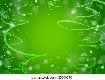 Green background with curls ribbons