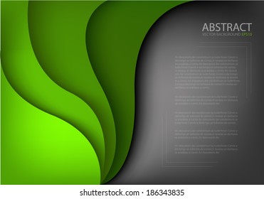 Green background curve line on black background space shadow overlap and dimension modern texture pattern for text and message website design