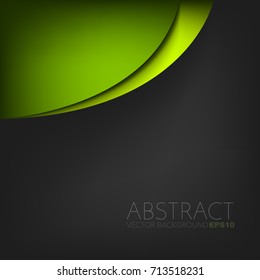 Green background with green curve line on black space for text and message presentation design , vector