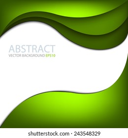 Green background curve line overlap layer paper for text and message modern artwork design