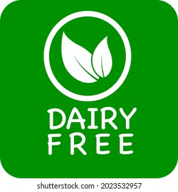 Green background dairy free vector logo or icon, dairy free logo