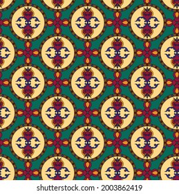 green background and damask design pattern