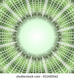 Green background with decorative lace frame, empty space for text, message, other graphic element, vector eps10