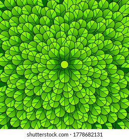 Green background design with leaf illustration arrangement pattern