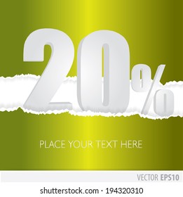 Green background and with a discount of 20 percent