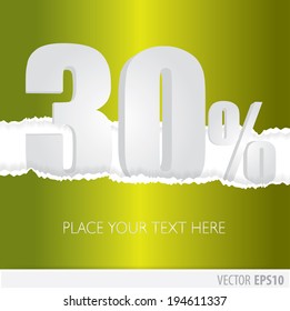 Green background and with a discount of 30 percent