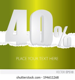 Green background and with a discount of 40 percent