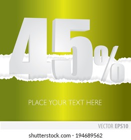 Green background and with a discount of 45 percent