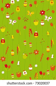 green background with Easter eggs
