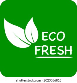 Green background eco fresh vector logo or icon, eco fresh logo