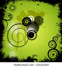 Green background with elements of grunge. eps10
