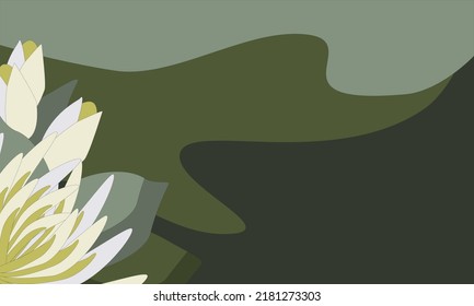 Green background with flower illustration for web design, landing page, banner, invitation, flyer