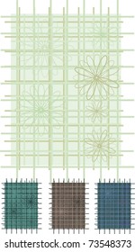 Green background with flowers and lines