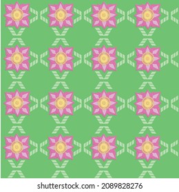 grüner Hintergrund mit Blumen, Vektorgrafik

