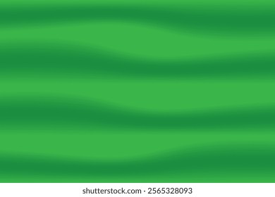 Green background of flowing fabric. Wavy abstract satin cloth texture pattern.