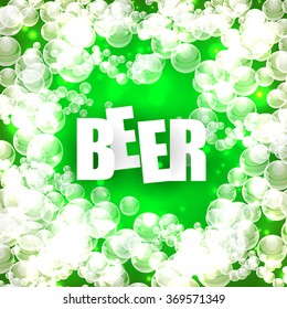 Green Background with foam and bubbles