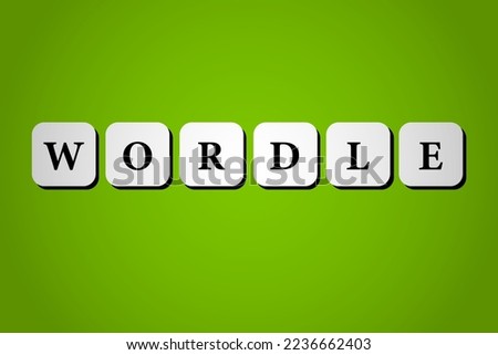 Green background focus on the middle,white button 3d shdow with letter alphabet on it,word game wordle puzzle quiz isolate object render