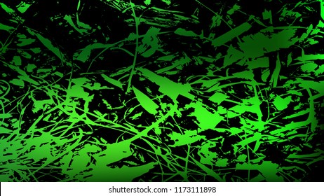Green background in the form of shapeless figures and spots with bright backlighting. Grunge background. Vector illustration.Flowering design whith exotic figure.