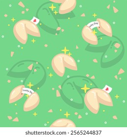 green background with fortune cookies of seamless wallpaper