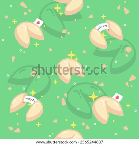 green background with fortune cookies of seamless wallpaper