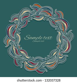 Green background with frame on the marine theme and place for text - vector