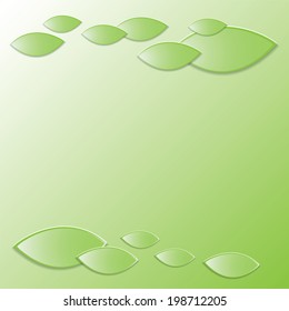 Green background with fresh leaves. Vector illustration. 