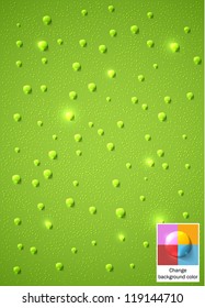 Green background with fresh and shiny water drops. You can choose another background color, or make your own. EPS10 vector.