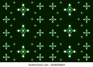Green background, Geometric ethnic oriental ikat seamless pattern traditional Design for background,carpet,wallpaper,clothing,wrapping,Batik,fabric,Vector illustration.embroidery style.