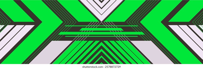 Green background with geometric lines, modern futuristic fan design	
