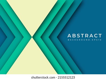 Green Background Geometric Overlap Layer Paper Cut on Dark with Space Design