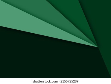 Green Background Geometric Overlap Layer Paper Cut on Dark with Space Design