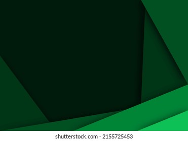 Fondo verde: corte de papel de capa de superposición geométrica sobre el diseño de espacio en oscuro