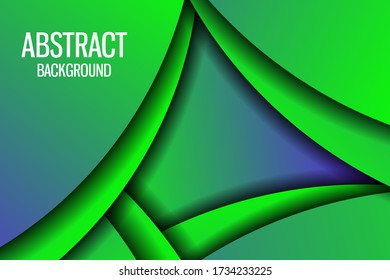 Green background geometric vector overlap layer on dark space for background design