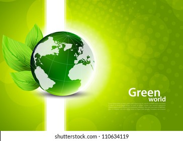 Green background with globe and leaves