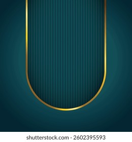Green background with Gold arch, arch gate. Luxury minimal wall scene mockup product stage showcase, Banner promotion display. Abstract vector geometric forms.