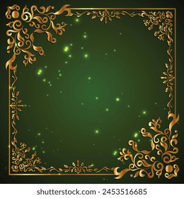 A green background with gold and green stars and a green background.