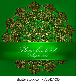 green background with golden mandala 