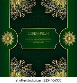 Green background with golden mandala ornament