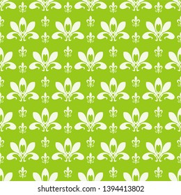 Green background. Graphic floral pattern. Wallpaper seamless pattern in retro style for your design. Vector illustration
