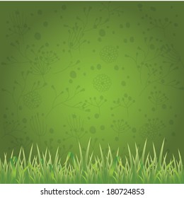 Green Background With Green Grass. Vector Illustration