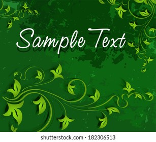 Green background in a grunge style. Vector illustration. 