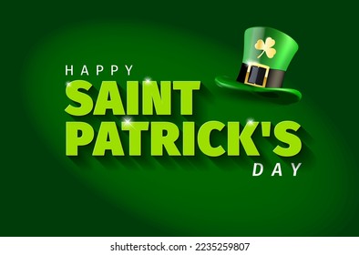 Green background with green hat and lettering St. Patricks Day - vector illustration