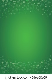 Green background with hearts header and footer