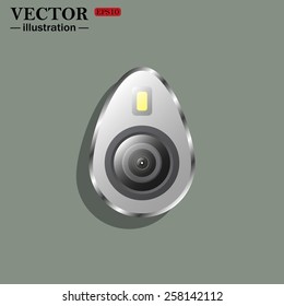 Green background. icon smartphone camera and flash, vector illustration, EPS 10