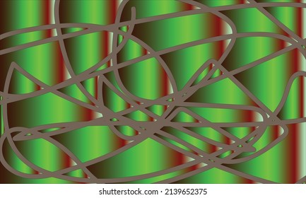 Green background with irregular brown lines and patterns.